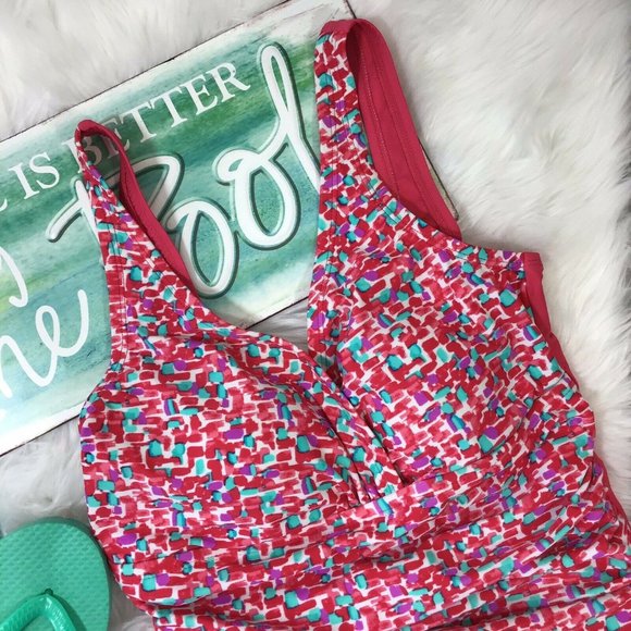 Sweet Escape One Piece Full Coverage Pink Print Swimsuit - Picture 2 of 7